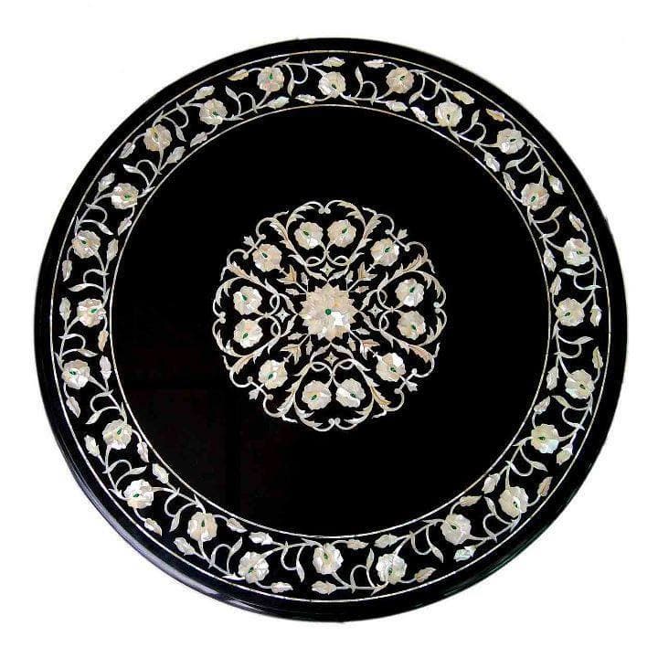 Round Marble Inlay Table Top_ Marble inlaid coffee table top